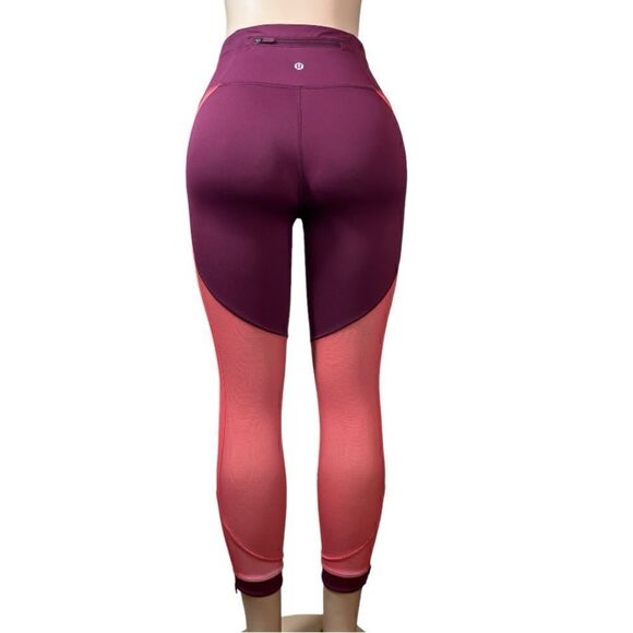 Lululemon Zip The Line Crop leggings 
Deep Ruby / Poppy Coral - Picture 6 of 16